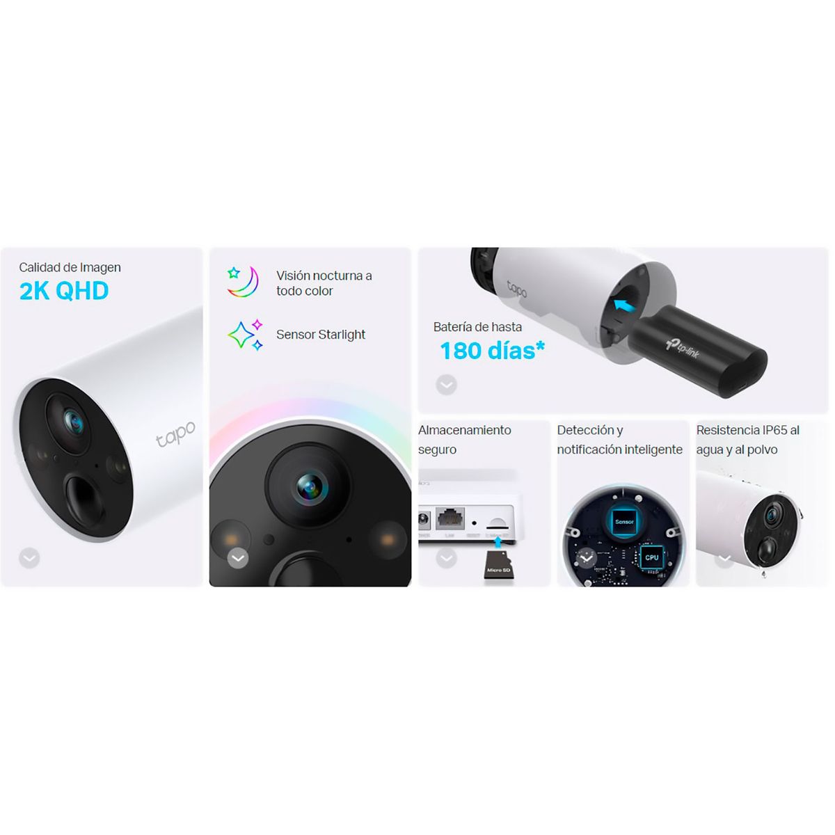 TP LINK - Kit Cámaras Seguridad Tapo C420S4 2K Audio 2vías Exterior 4Panel Solar