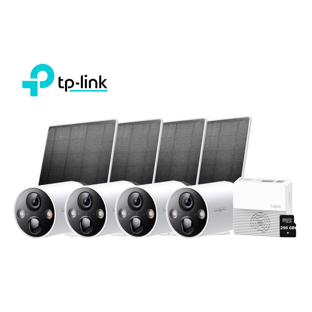 TP LINK - Kit Cámaras Tapo C420S4 2K Audio 2vías Exterior 4 Panel Solar SD 256GB