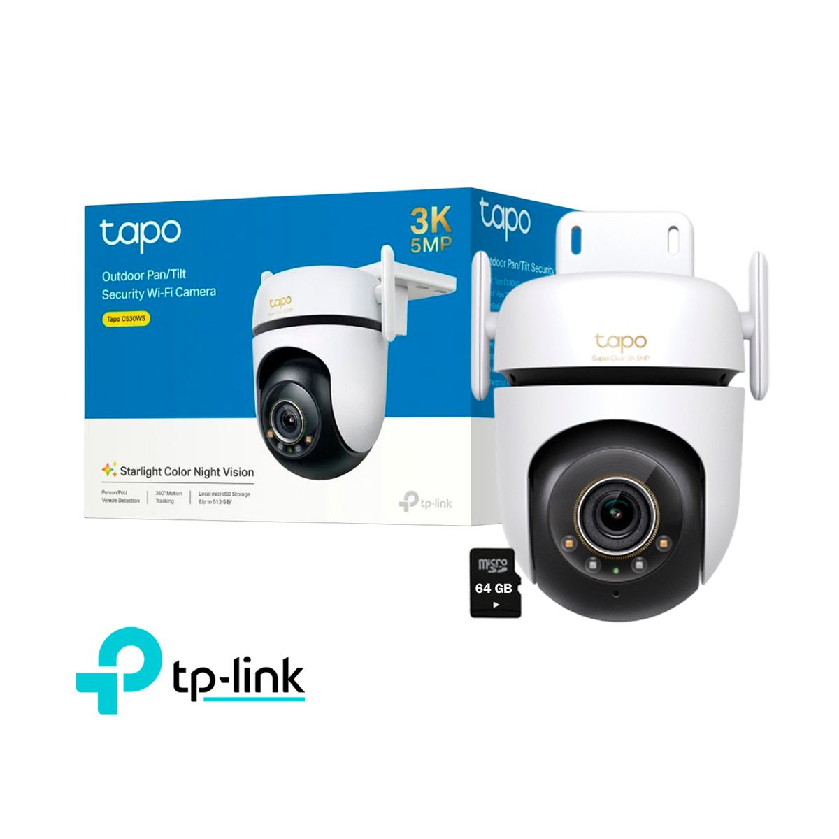 TP LINK - Cámara Seguridad Tapo C530WS 3K Audio doble vía Vision Starlight 64GB