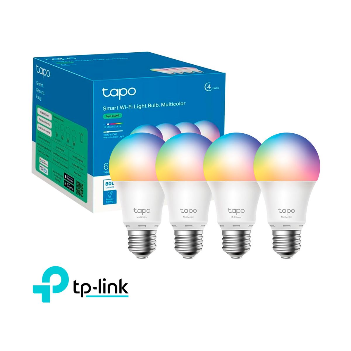 TP LINK - Foco Inteligente Tapo L530E 4pack Multicolor Regulable Control por Voz