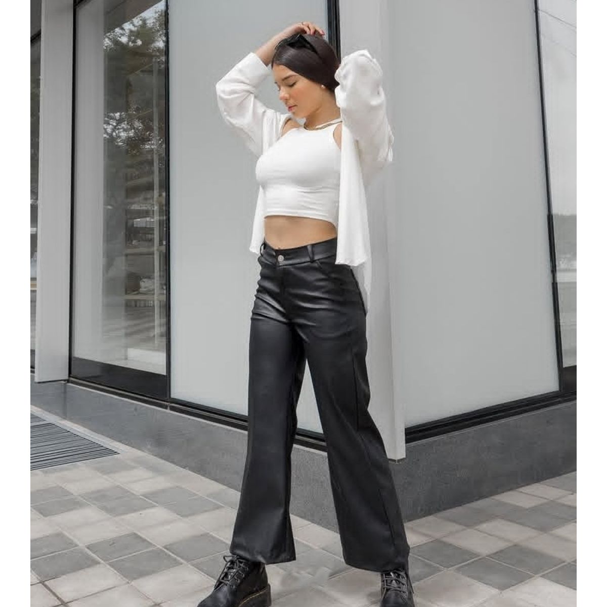 GENERICO - PANTALON PALAZO DE CUERINA PARA DAMA