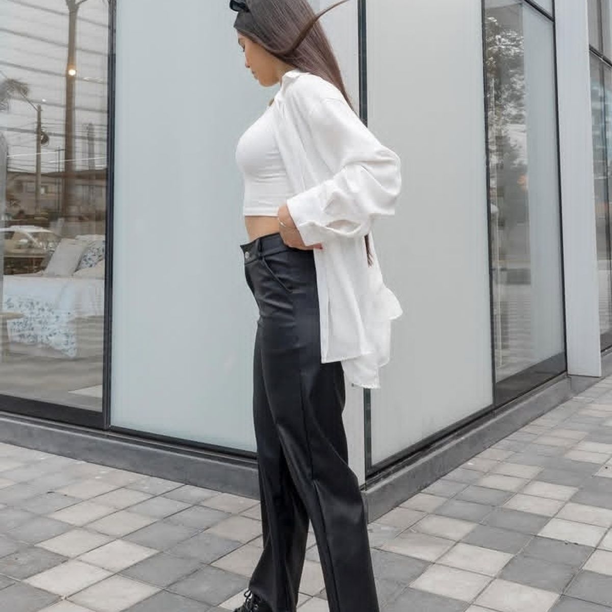 GENERICO - PANTALON PALAZO DE CUERINA PARA DAMA