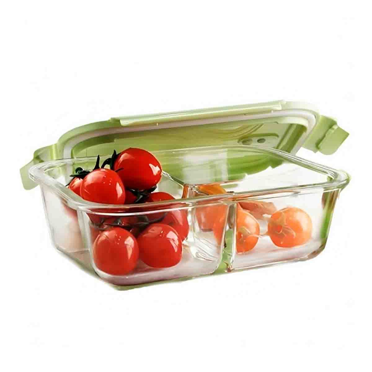 GENERICO - Taper Practico con 2 Divisiones Util con Tapa Verde