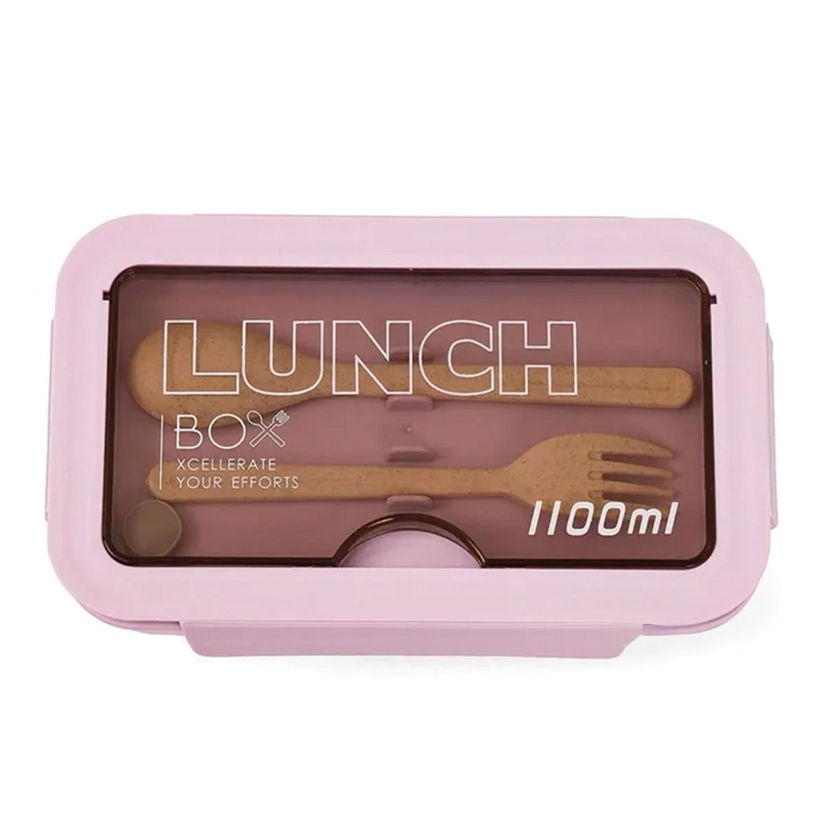 GENERICO - Tupper con Utensilios Color Morado Y+Post-it Adhesivos