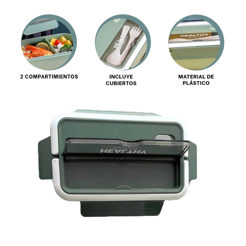 GENERICO - Pack2 Taper Rectangular 1100ml Verde Y+Banderitas Adhesivas