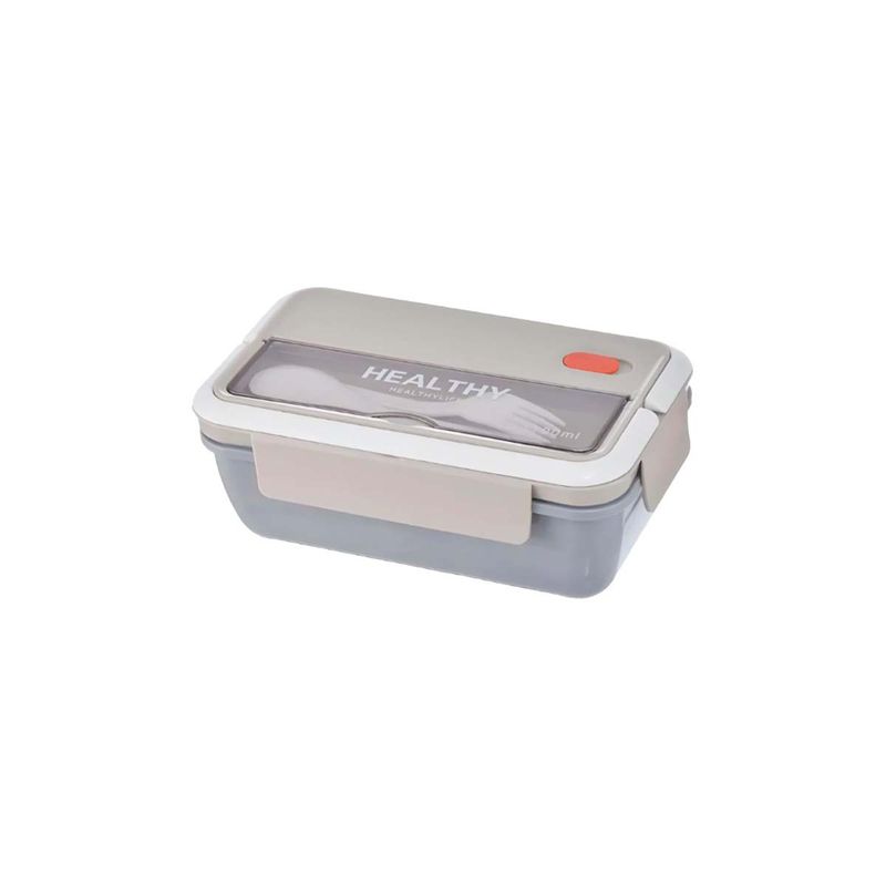 GENERICO - Taper Rectangular de Plastico con Cubiertos 1100ml Plomo