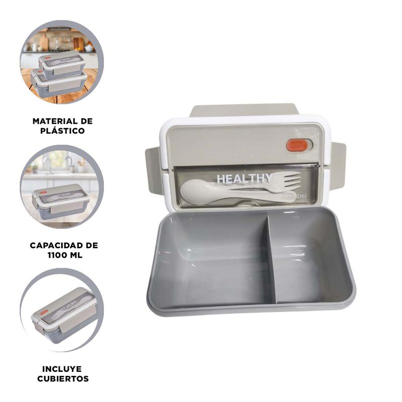 GENERICO - Pack2 Taper Rectangular 1100ml Plomo Y+Banderitas Adhesivas