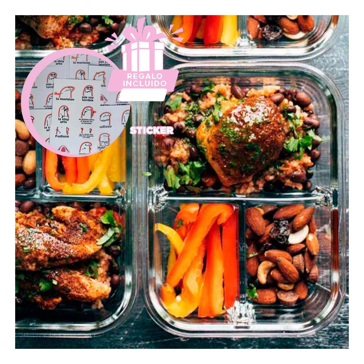 GENERICO - Taper de Calidad de 3 Espacios en Rosado Y+Regalo Stickers