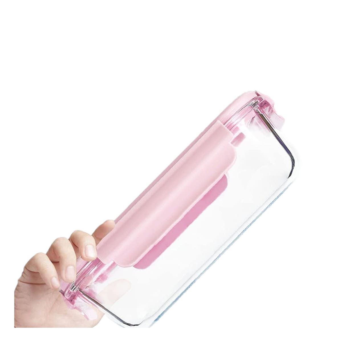 GENERICO - Taper de Vidrio Rectangular con Cubiertos Tapa Rosado