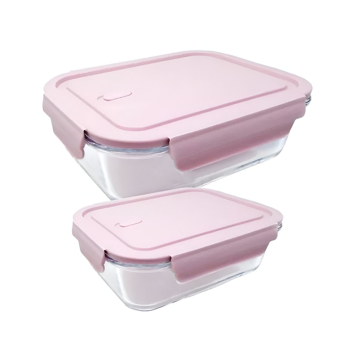 GENERICO - Taper Resistente de Vidrio de 410ml con Tapa Rosado