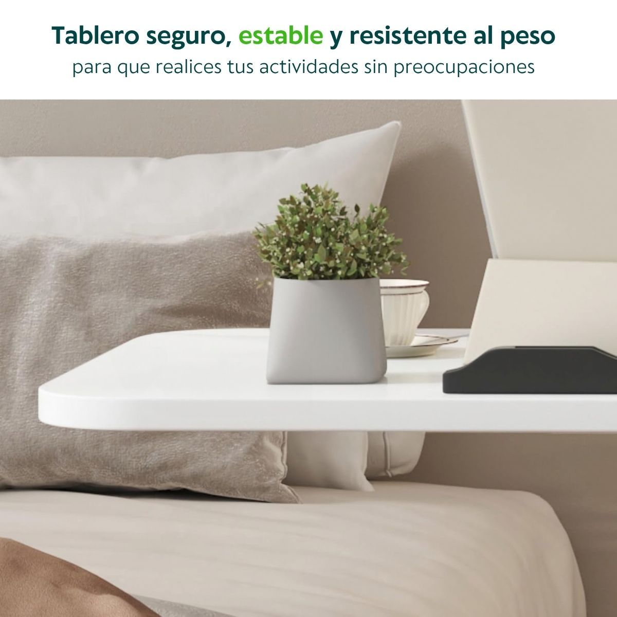 HOGARMAS - Mesa Foster con Ruedas Inclinable y Ajustable Blanco