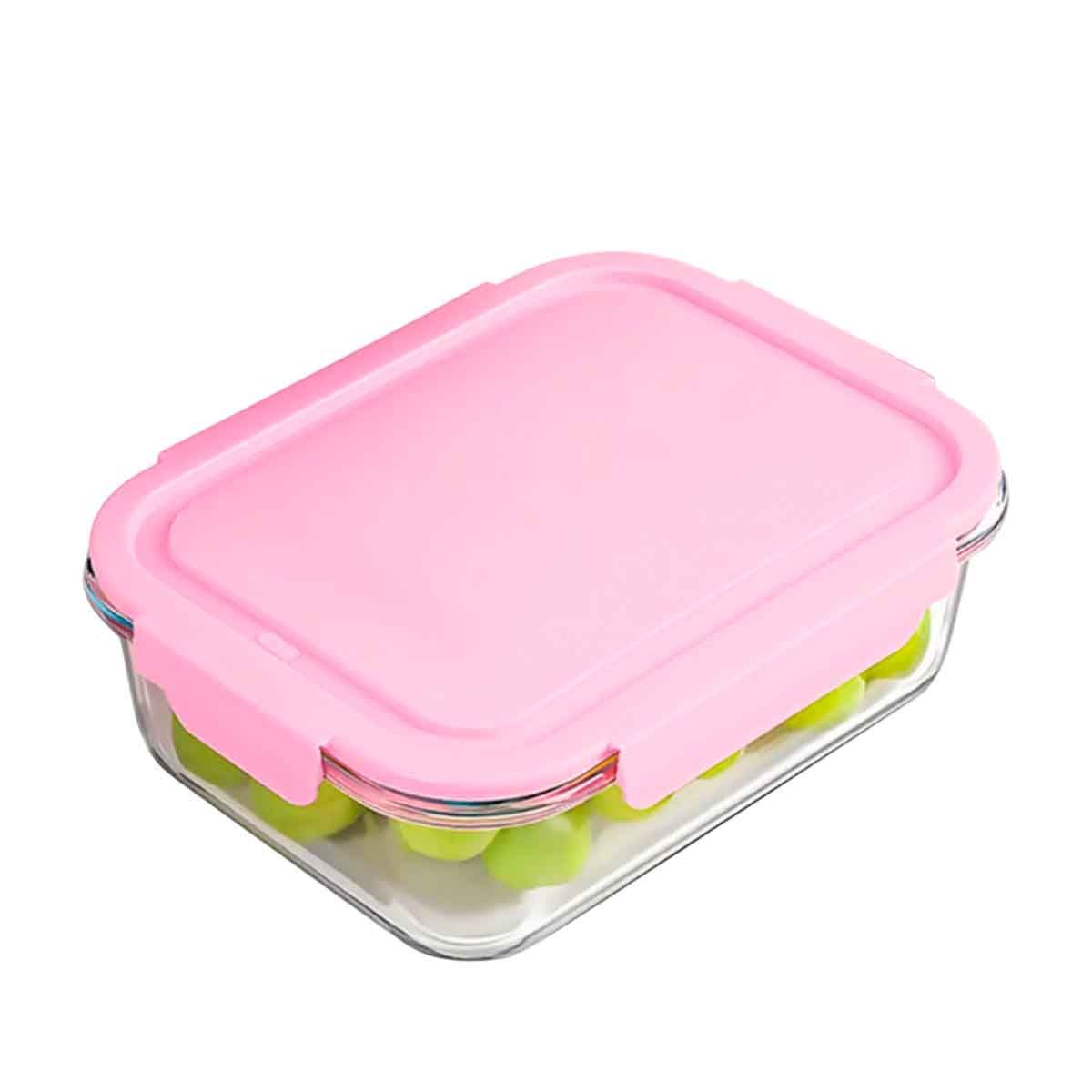 GENERICO - Taper Resistente de Vidrio de 1040ml con Tapa de Rosado