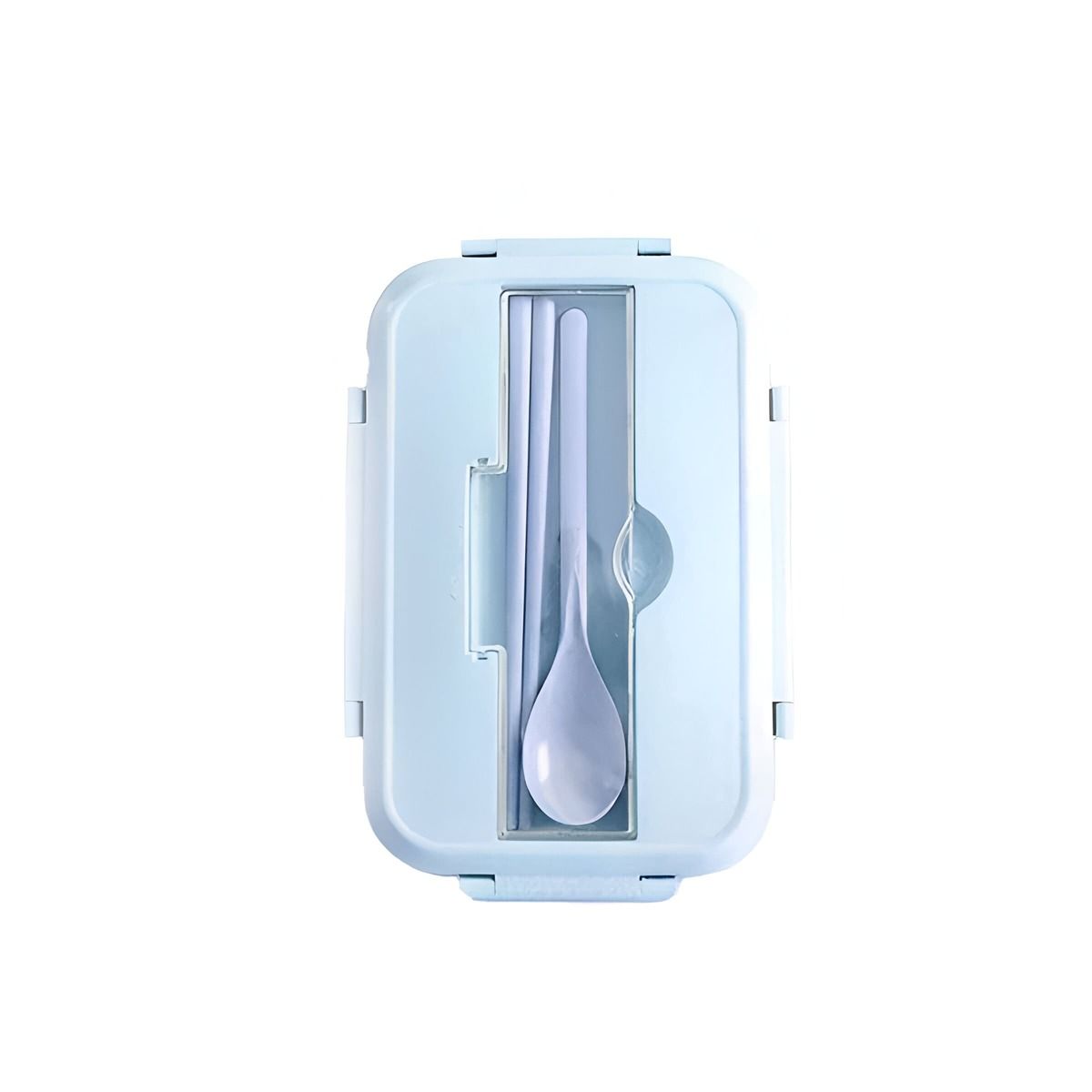 GENERICO - Pack2 Taper de Vidrio con Cubiertos para Colegio 2div Celest