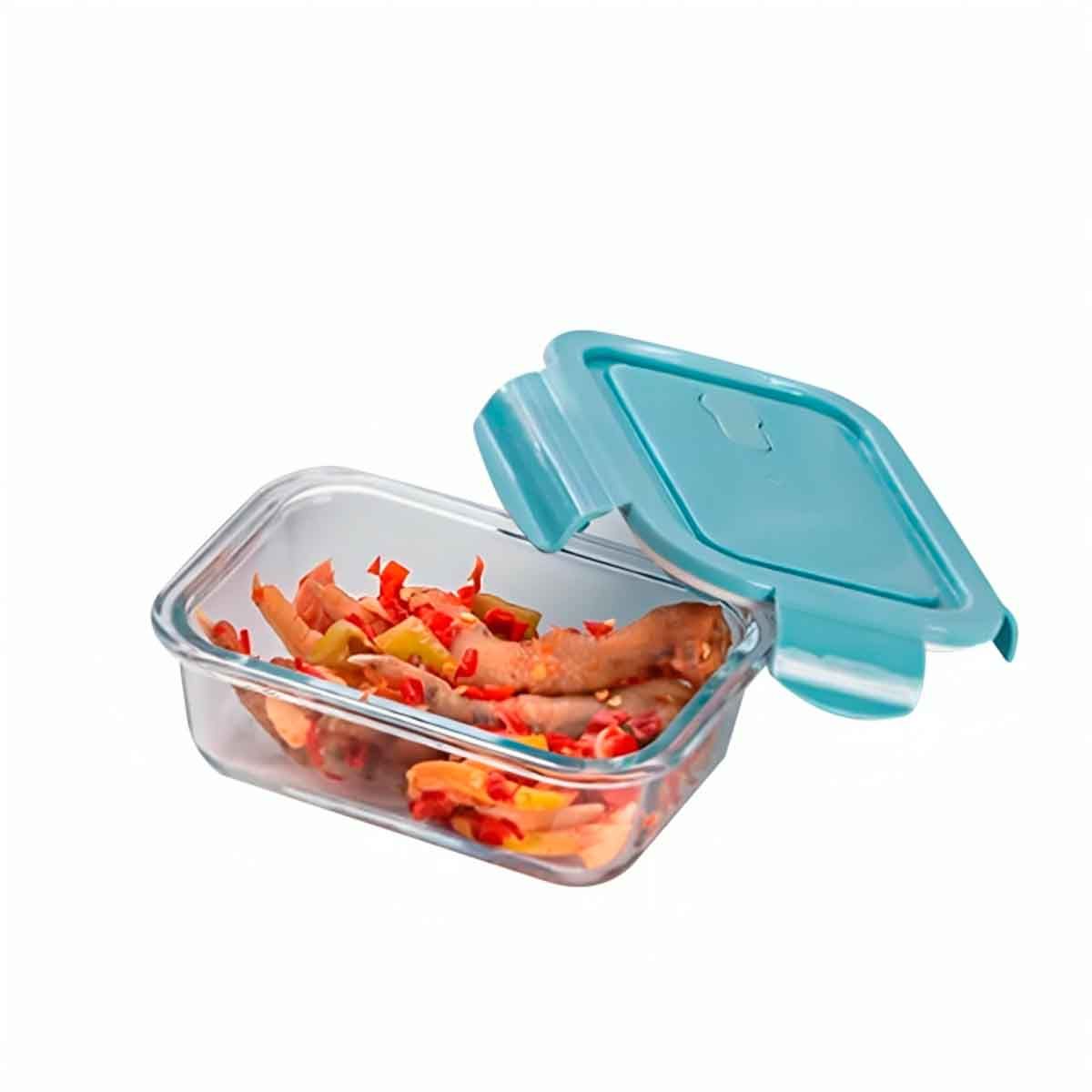 GENERICO - Taper Resistente de Vidrio de 1040ml con Tapa de Celeste