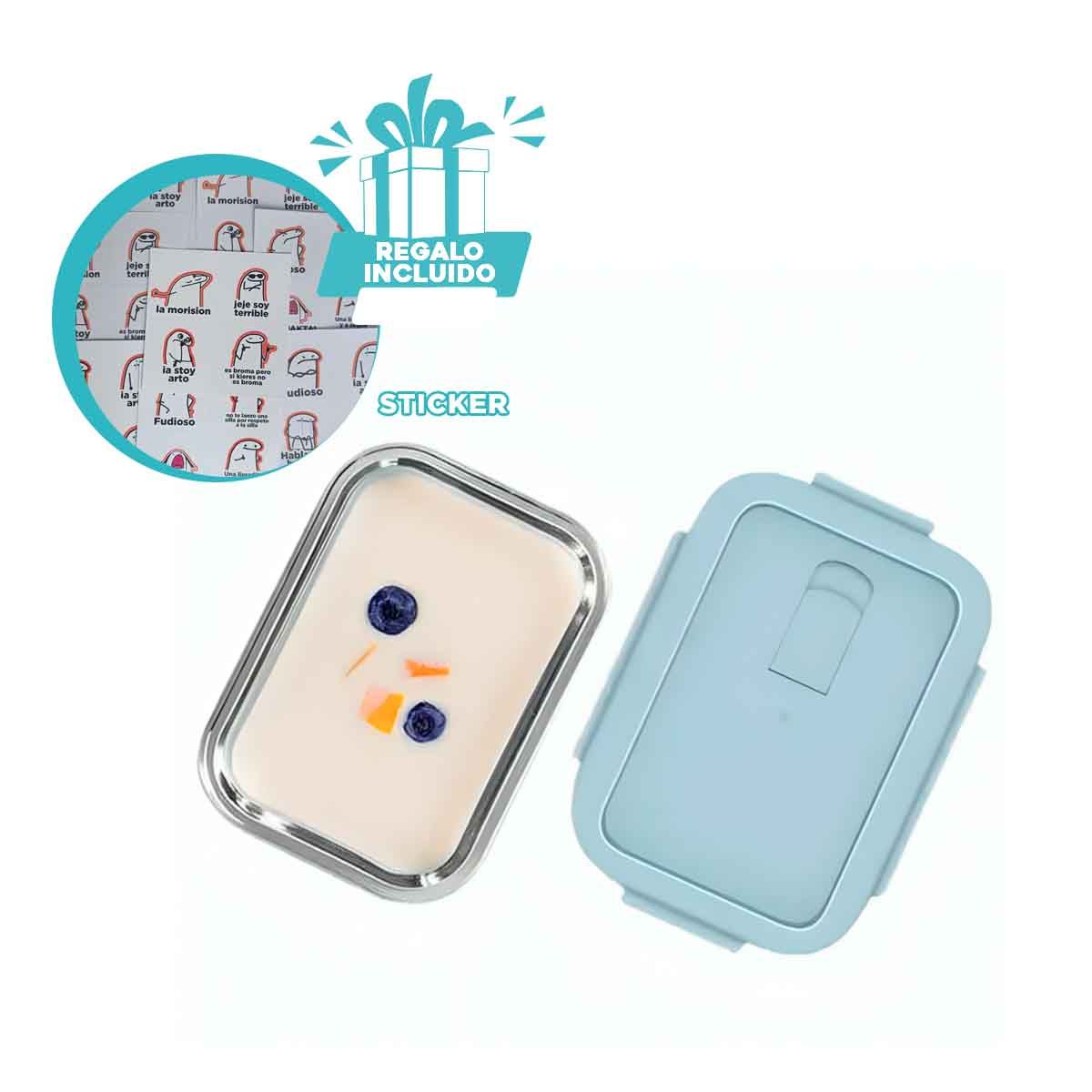 GENERICO - Pack12 Contenedor de Vidrio Celeste 1040ml Y+Regalo Stickers