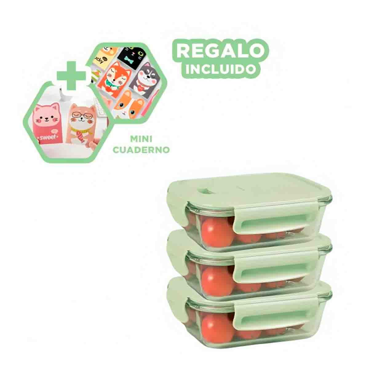 GENERICO - Taper Individual de Comida Verde 1040ml Y+Regalo Agendita