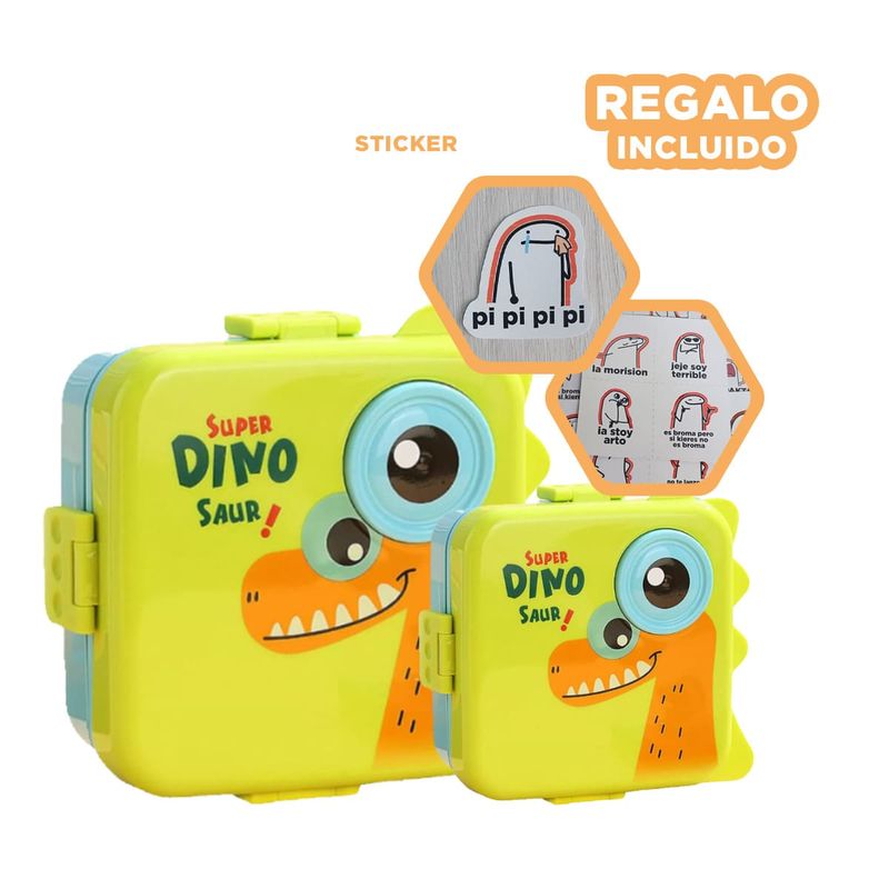 GENERICO - Pack6 Fiambrera para Niños 1600ml Verde Y+Regalo Stickers