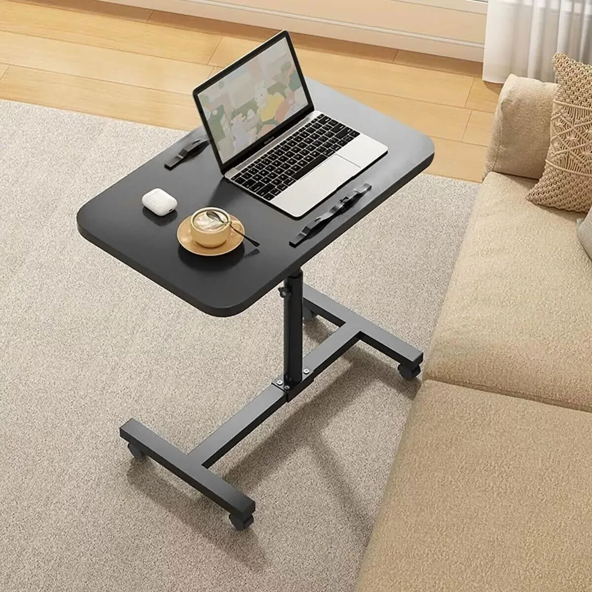 HOGARMAS - Mesa Foster con Ruedas Inclinable y Ajustable Negro