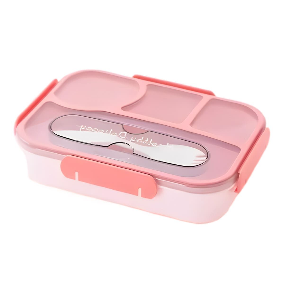 GENERICO - Taper Rectangular de 4 Espacios y Cubierto 1100ml Rosado