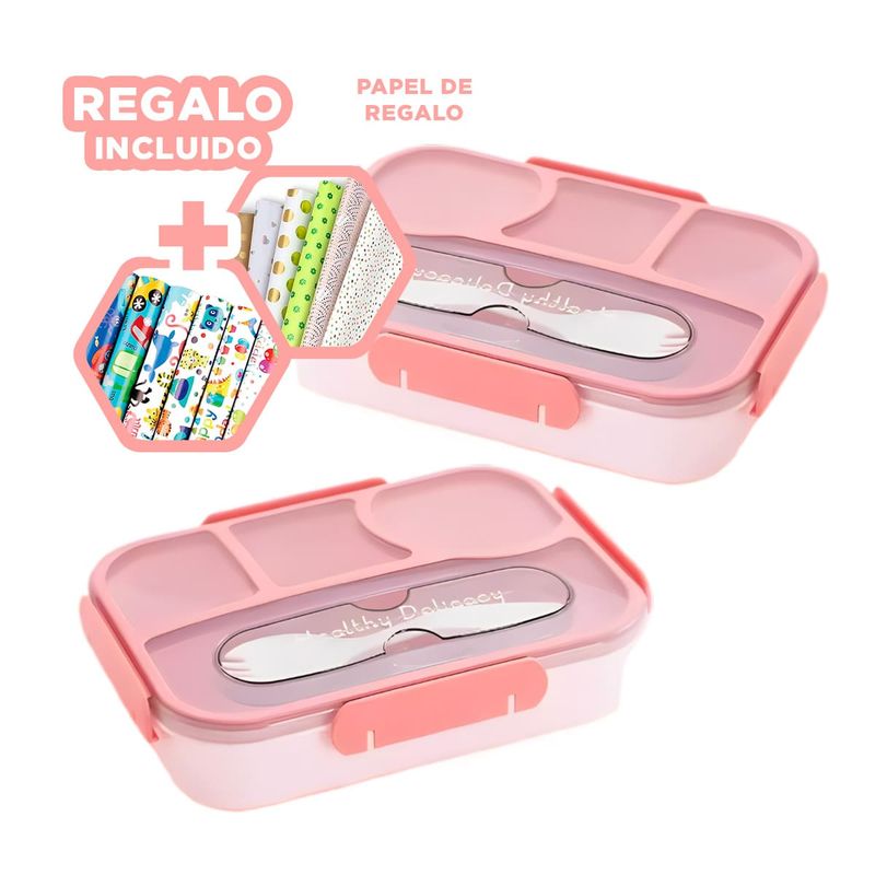 GENERICO - Pack12 Lonchera Multiproposito en Rosado Y+Papel de Regalo