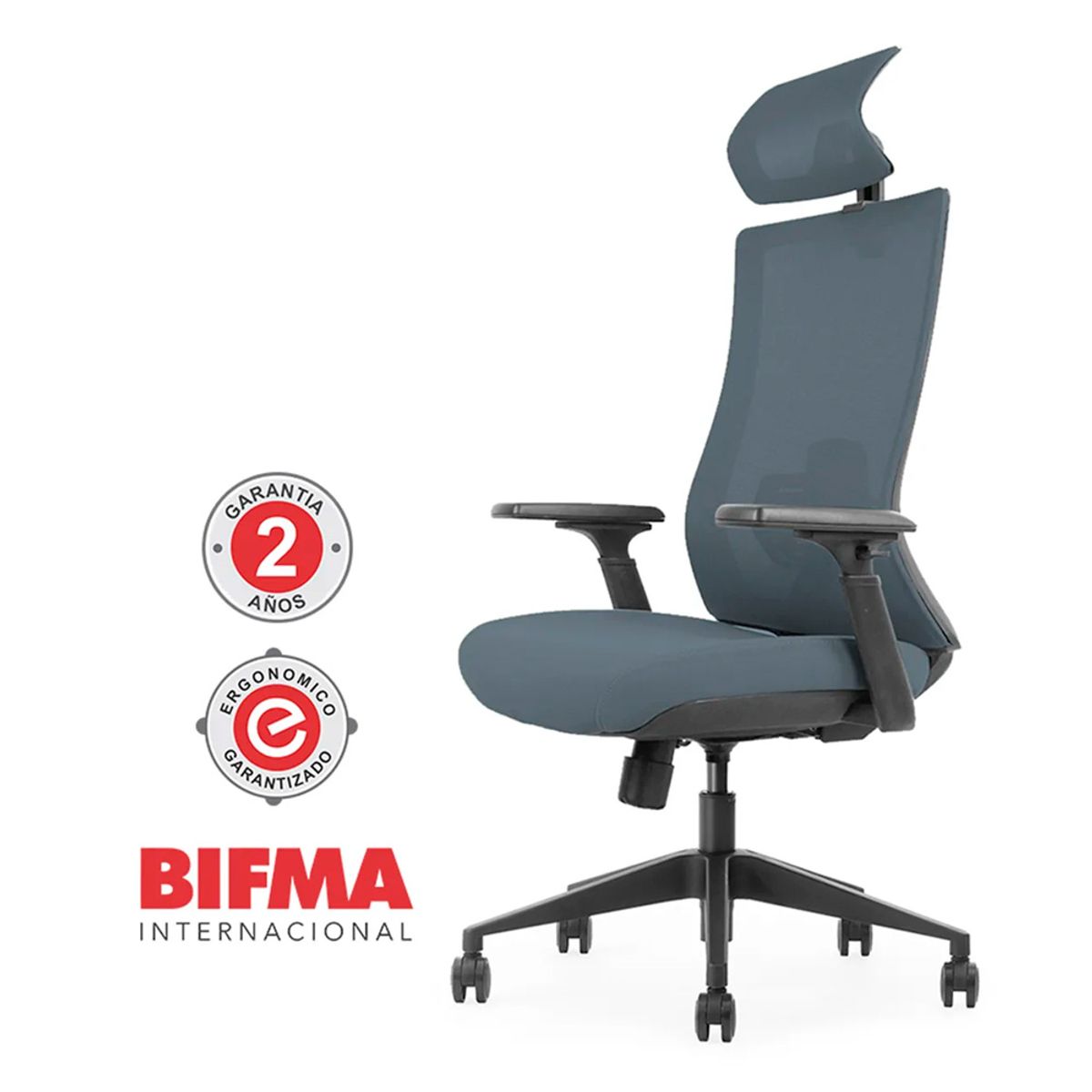 OFIDEAS - Silla Ergonómica Presidente Boston Brazo 3D Color Gris Ofideas