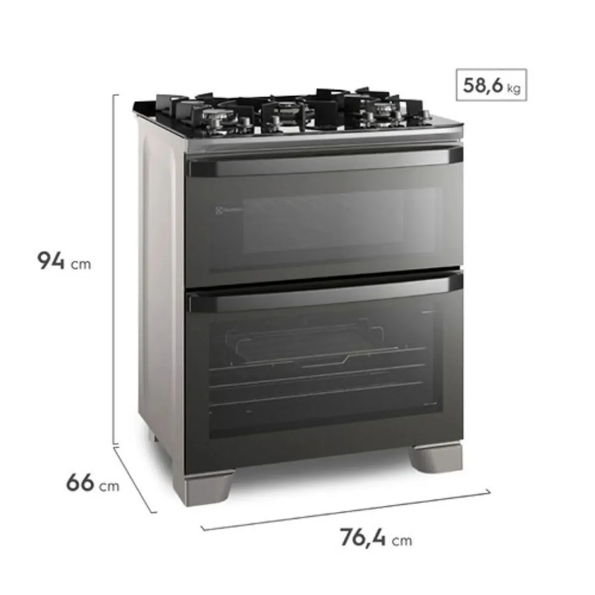 ELECTROLUX - Cocina Electrolux con Doble Horno de 5 Quemadores con Triple Llama 76Cm FE5AD - Negro