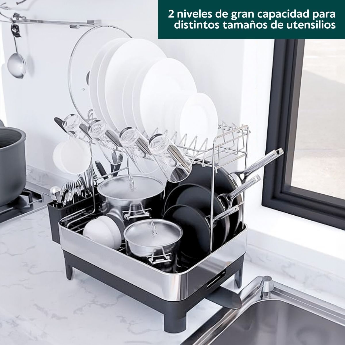 HOGARMAS - Escurridor de Platos Haus Roland de 2 Niveles