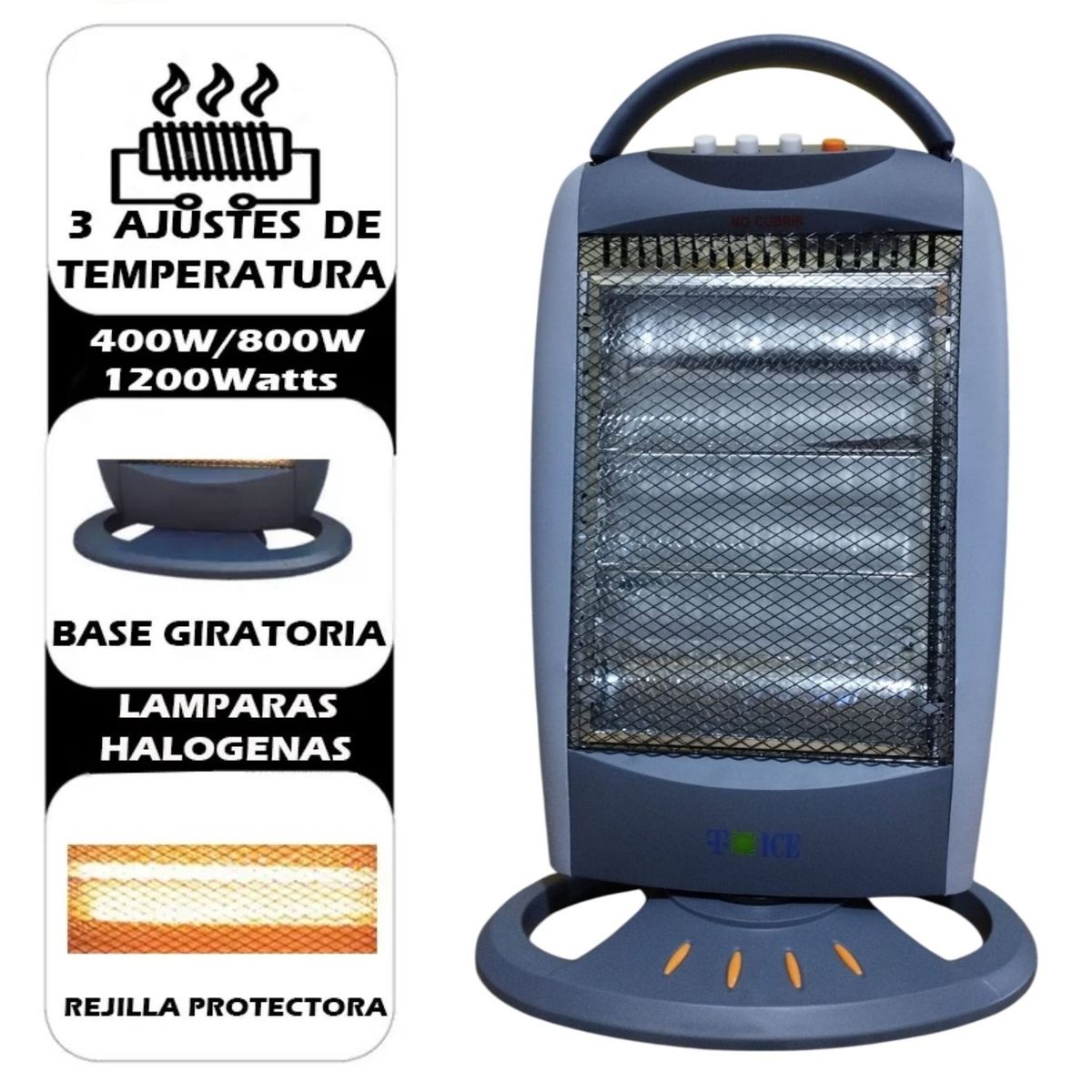 GENERICO - Estufa Halógena YQ 12SH Con Asa Antivuelco Oscilación