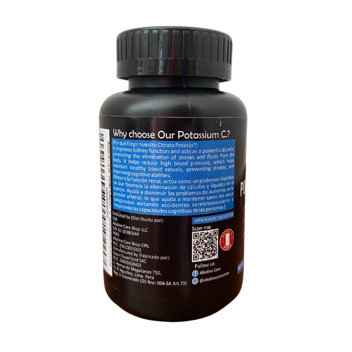 ALKALINE CARE - Citrato de Potasio 100 cápsulas