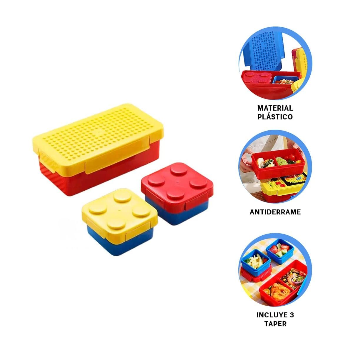 GENERICO - Pack4 Lonchera Multiuso Infantil Resistente en Multicolor