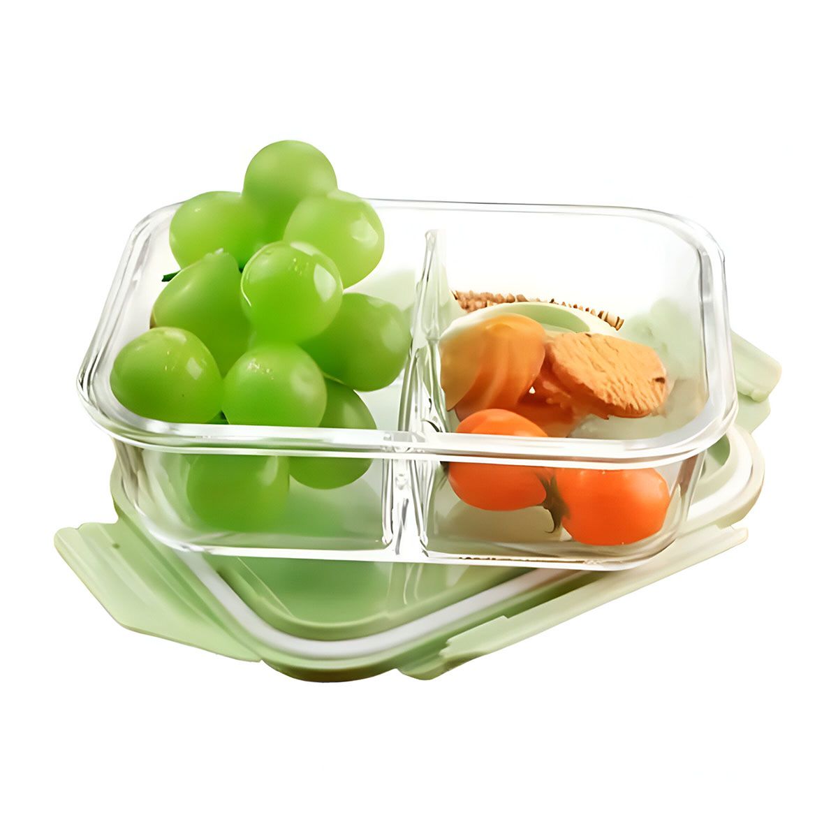 GENERICO - Taper Practico con 2 Divisiones Util con Tapa Verde