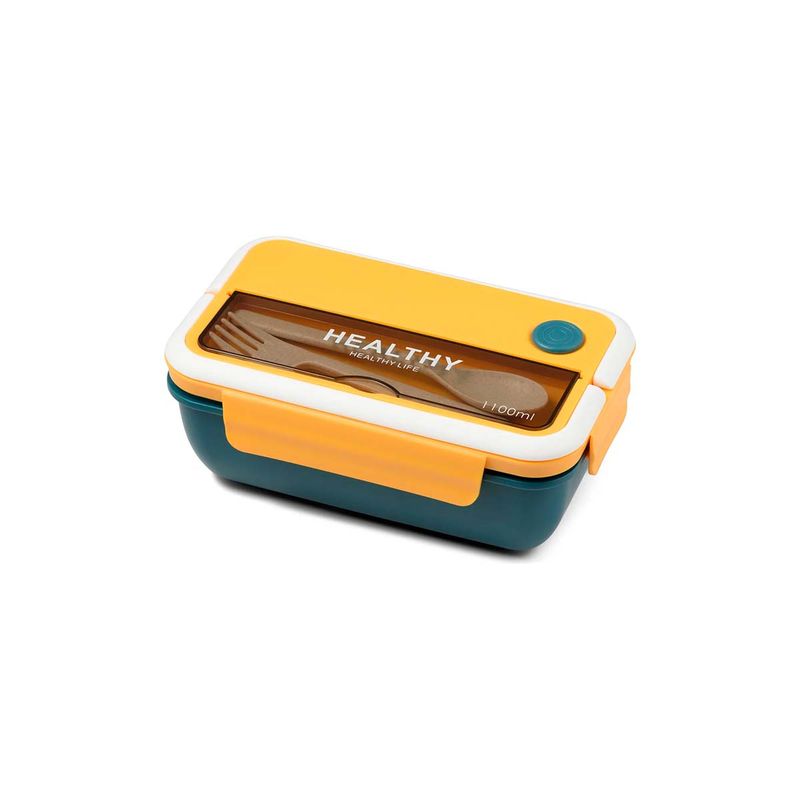 GENERICO - Taper Rectangular de Plastico con Cubiertos 1100ml Azul