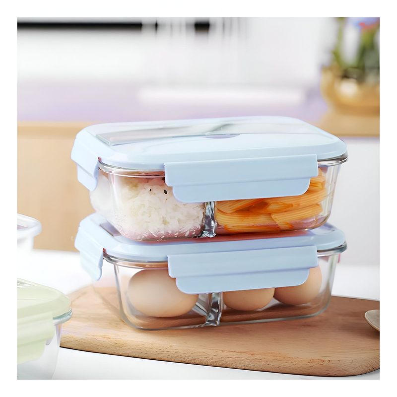 GENERICO - Pack12 Lonchera para llevar Almuerzo 2div Celeste