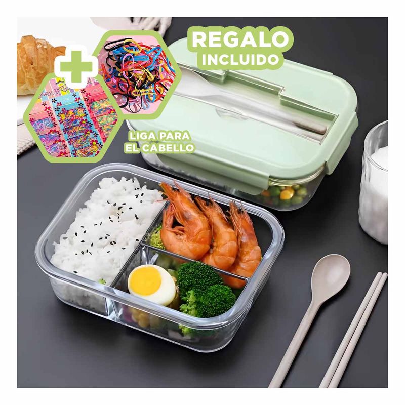 GENERICO - Pack12 Fiambrera para el Trabajo 3div Verd Y+Ligas de Regalo