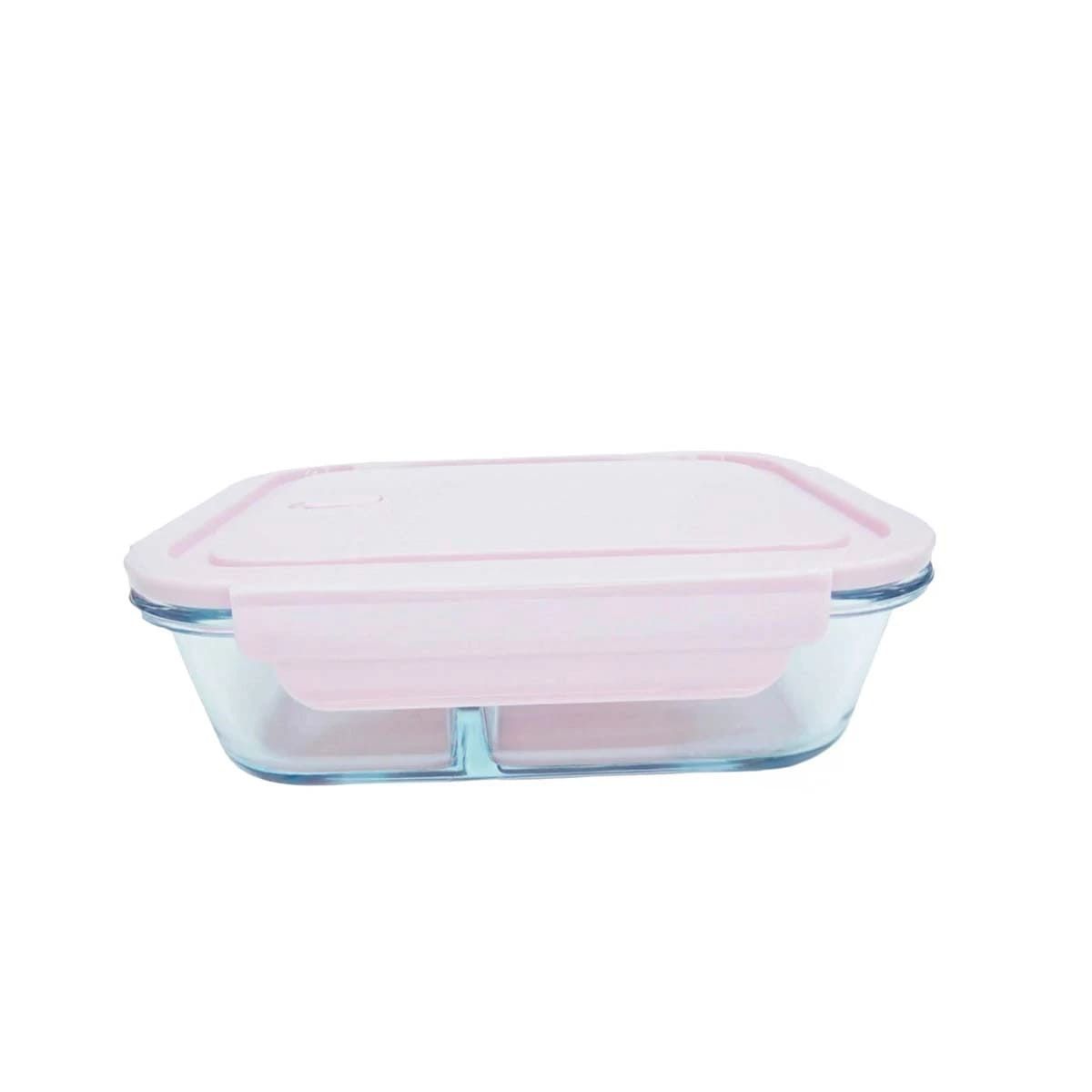 GENERICO - Taper Rectangular de Vidrio 3 Divisiones de Vidrio en Rosado