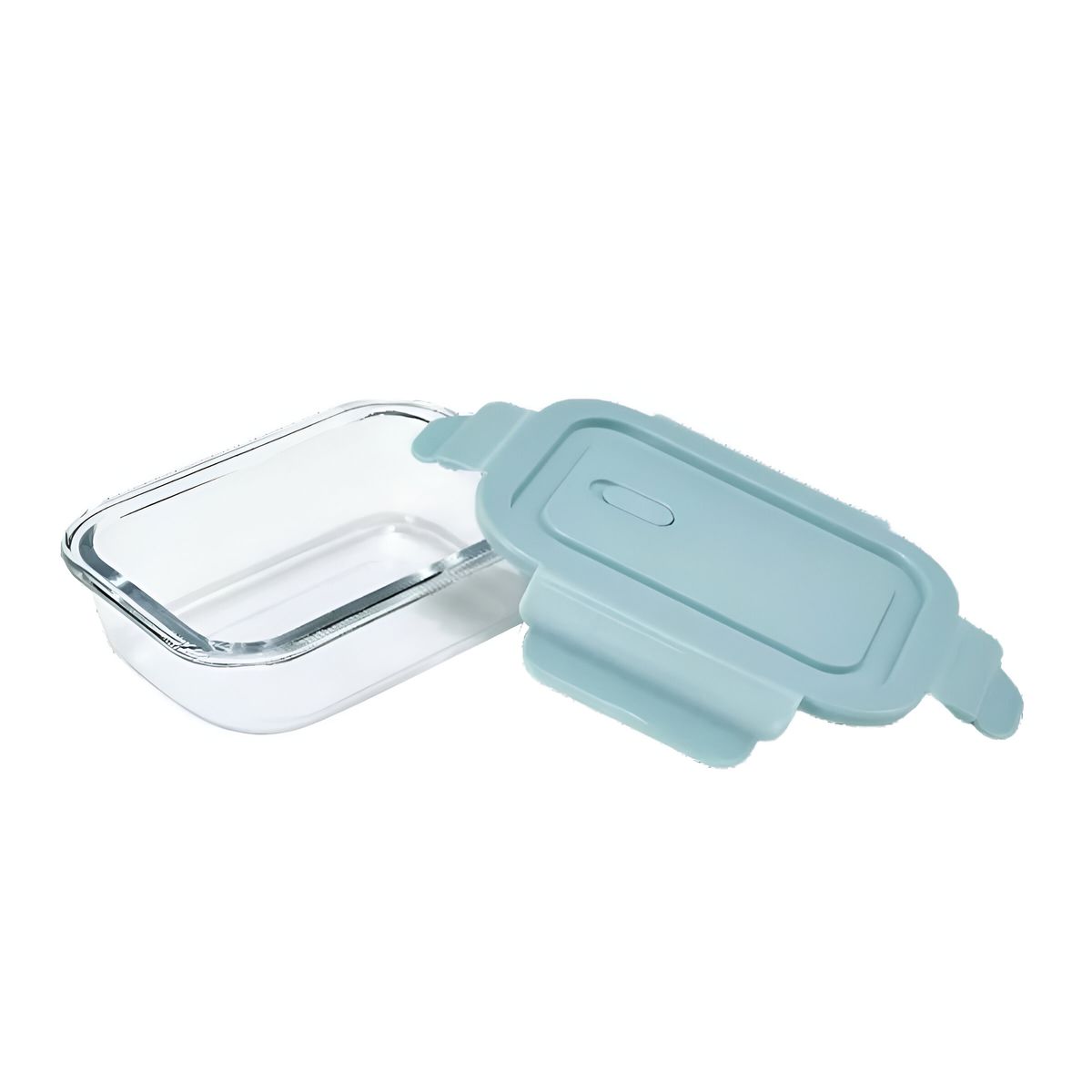 GENERICO - Taper Resistente de Vidrio de 410ml con Tapa Celeste