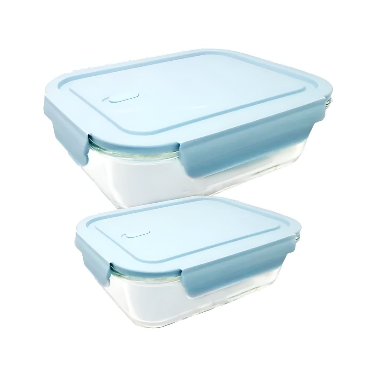 GENERICO - Taper Resistente de Vidrio de 410ml con Tapa Celeste