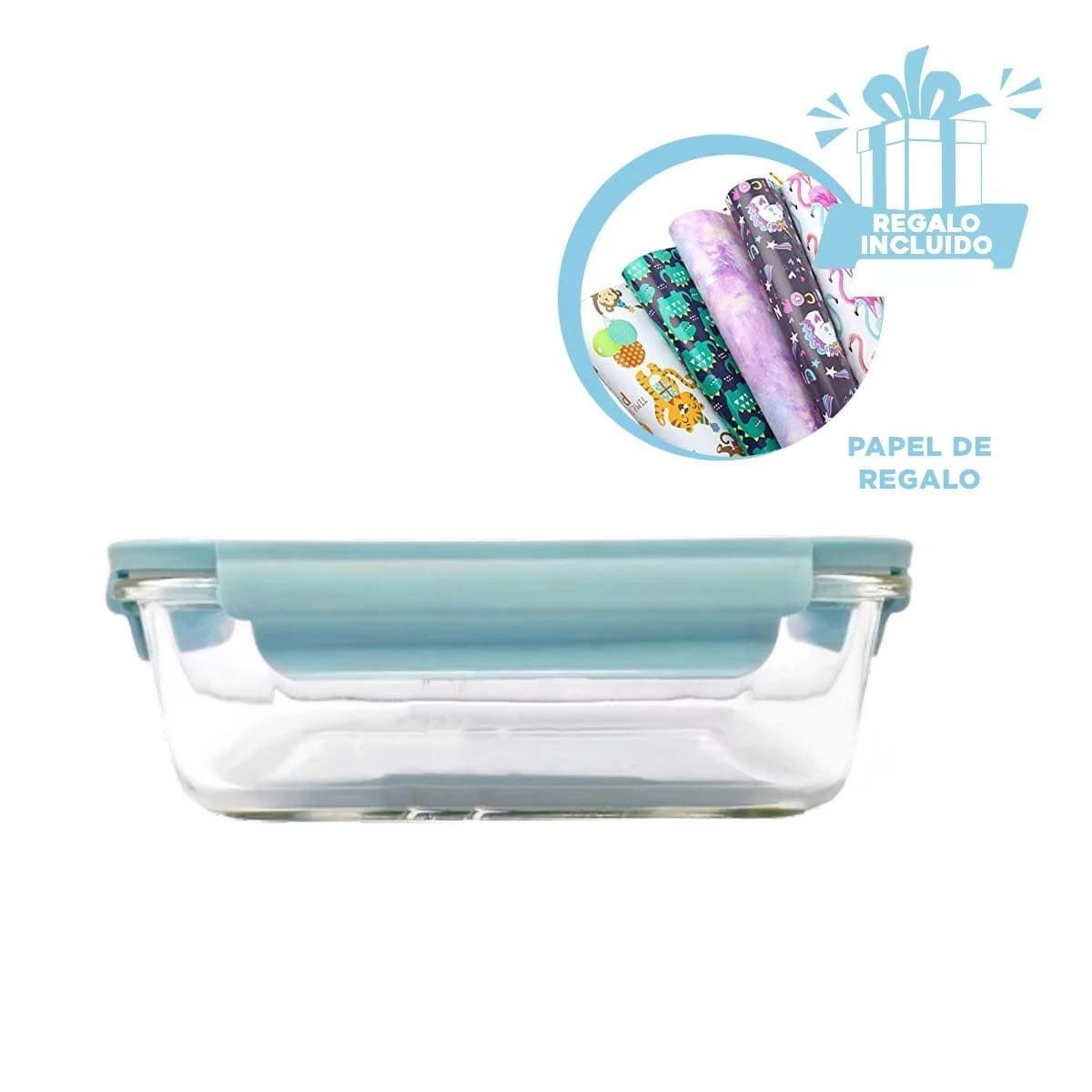 GENERICO - Taper para Almacenar de Color Celest 410ml Y+Papel de Regalo