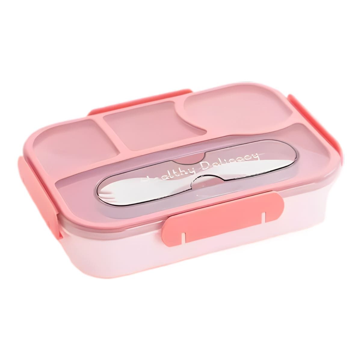 GENERICO - Taper Rectangular de 4 Espacios y Cubierto 1100ml Rosado