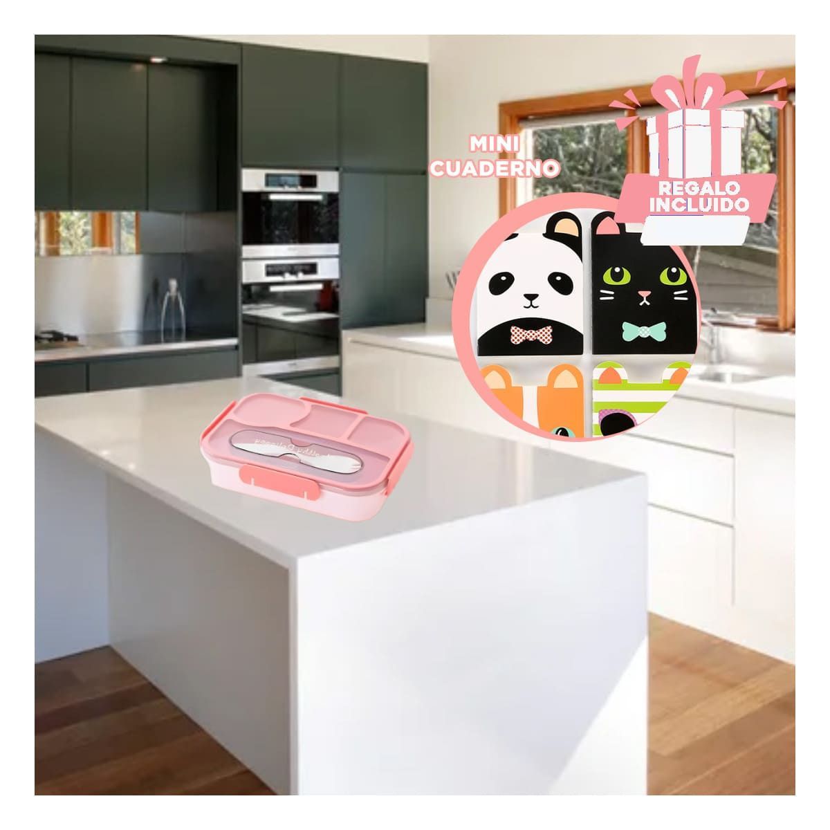 GENERICO - Taper Portatil para Alimentos Rosado Y+Regalo Agendita