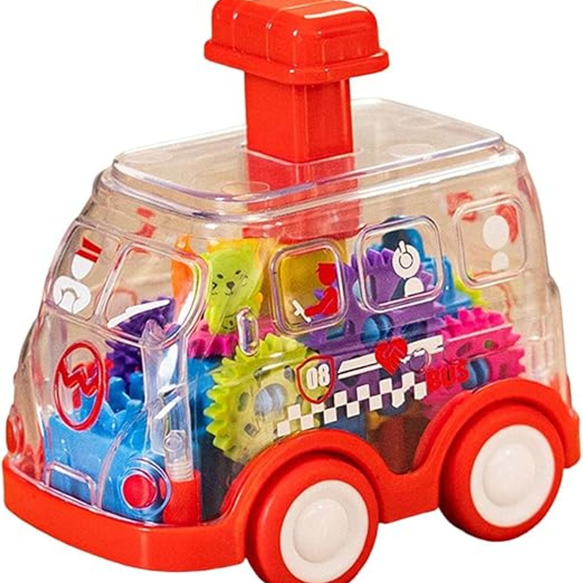 VATYERTY - Auto de juguete transparente con engranajes a friccion Rojo