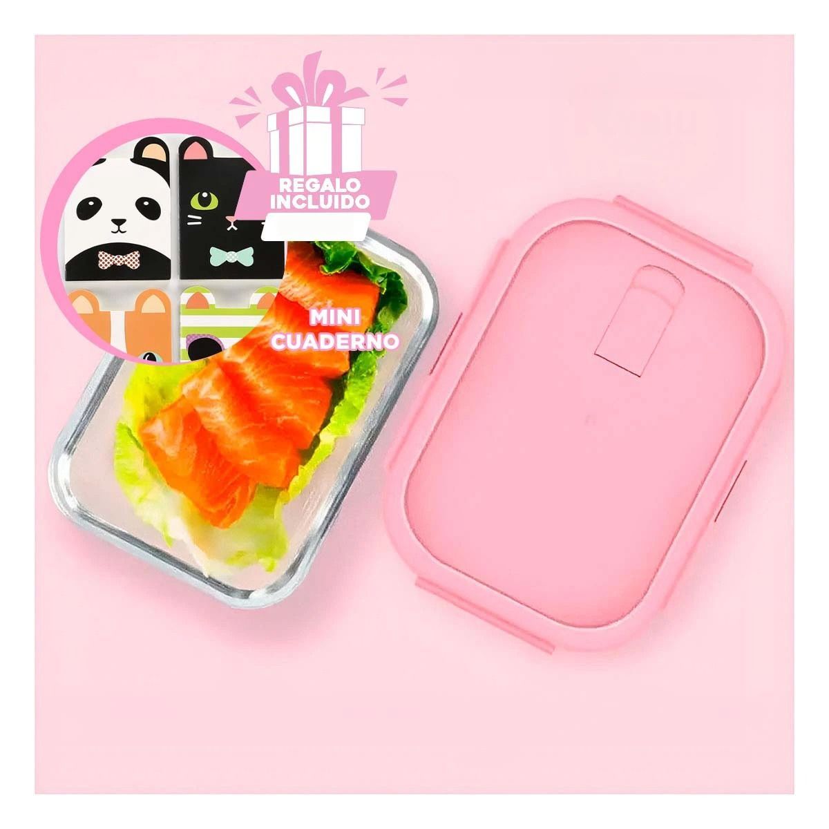 GENERICO - Taper Individual de Comida Rosado 1040ml Y+Regalo Agendita