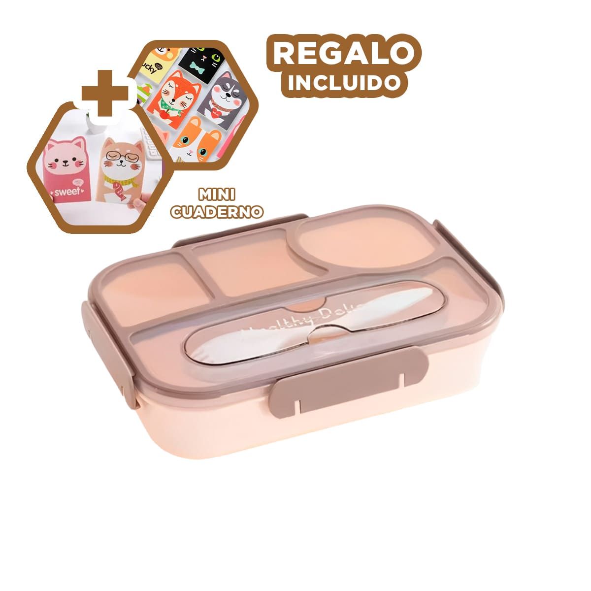 GENERICO - Taper Portatil para Alimentos Marron Y+Regalo Agendita