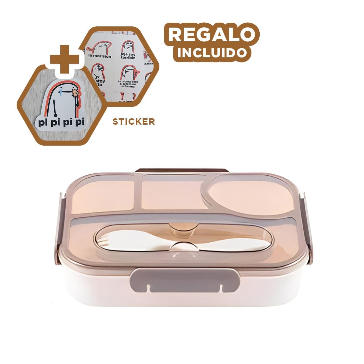 GENERICO - Taper Versatil de 1100ml Marron Y+Regalo Stickers
