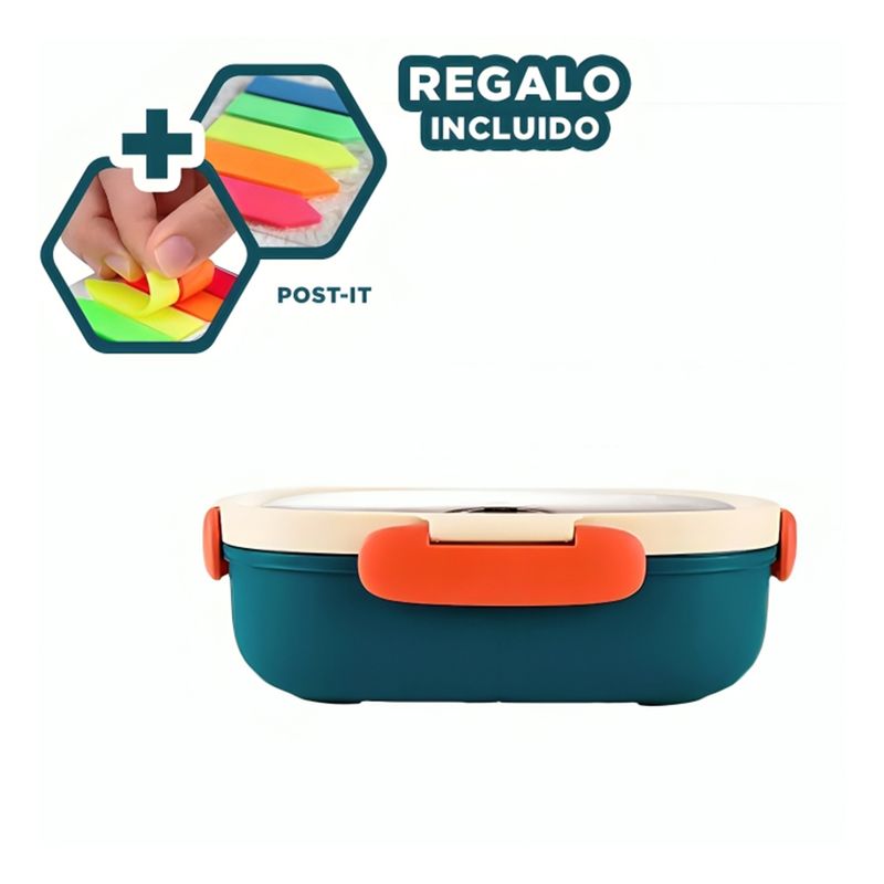GENERICO - Tupper con Utensilios Color Azul Marino Y+Post-it Adhesivos