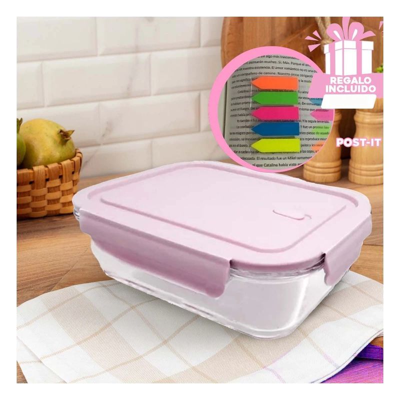 GENERICO - Pack6 Taper de Vidrio 1040ml Rosado Y+Banderitas Adhesivas