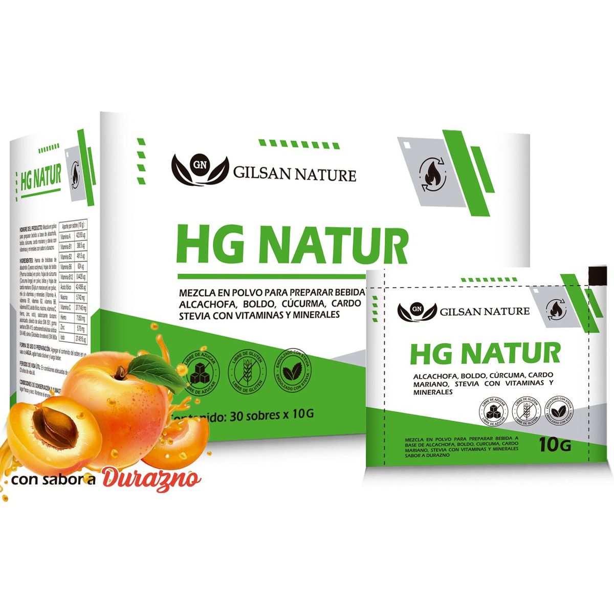 GENERICO - HG NATUR CAJA X 30 SOBRES - ALCACHOFA, CÚRCUMA, CARDO MARIANO, BOLDO EN POLVO