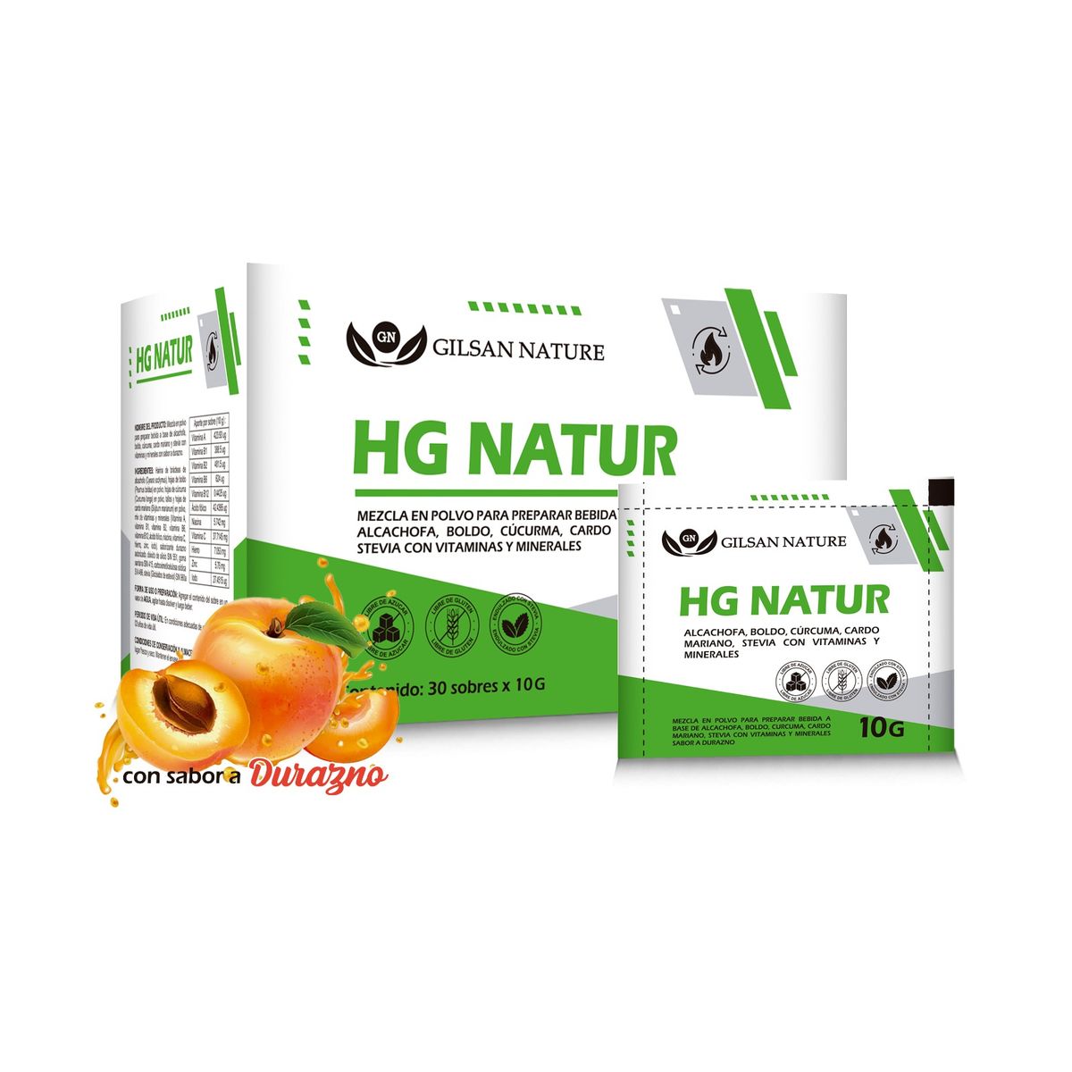 GENERICO - HG NATUR CAJA X 30 SOBRES - ALCACHOFA, CÚRCUMA, CARDO MARIANO, BOLDO EN POLVO