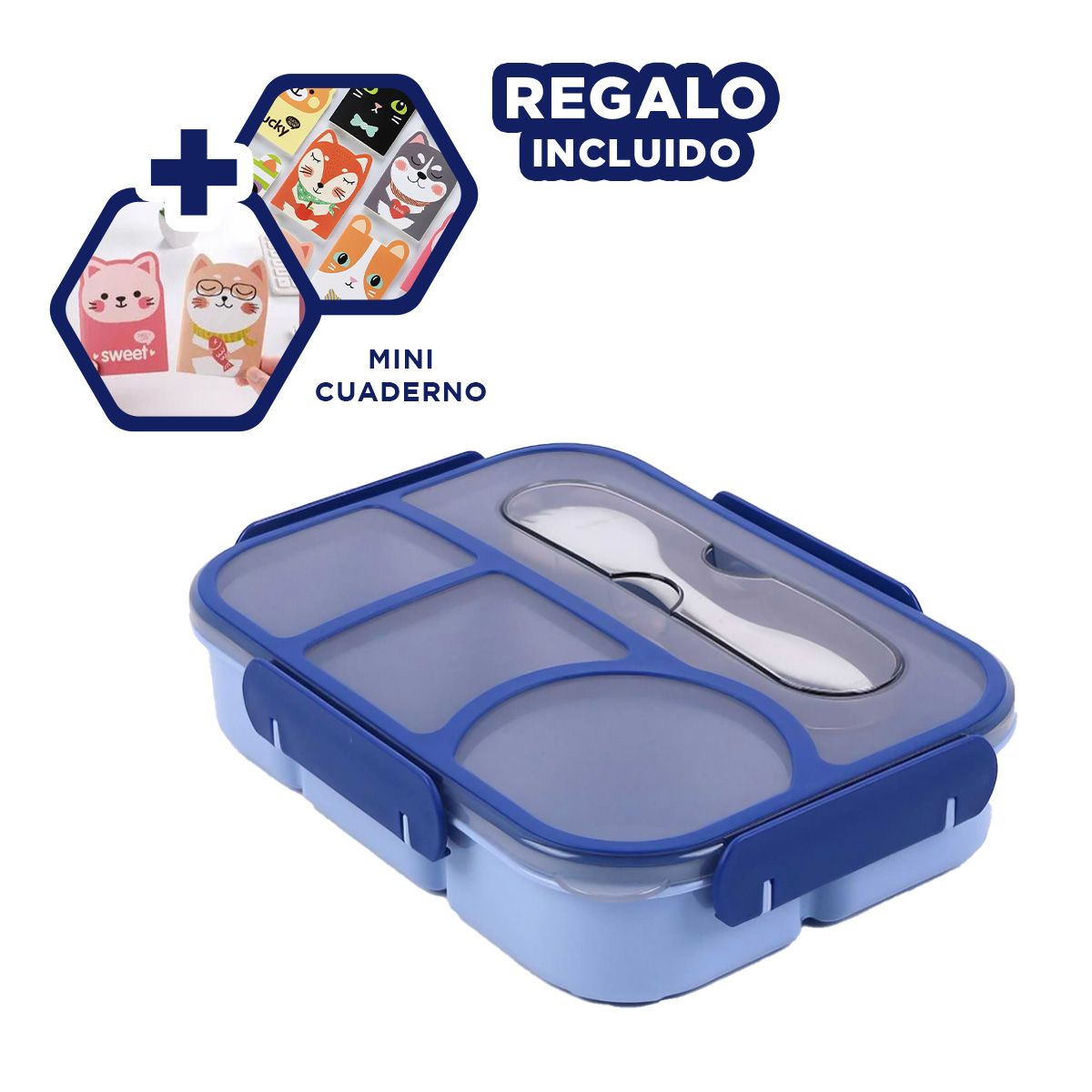 GENERICO - Taper Portatil para Alimentos Azul Y+Regalo Agendita