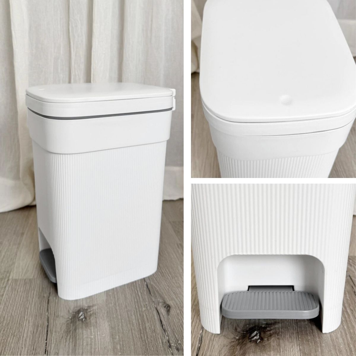 HOGARMAS - Tacho TOKIO con Doble Apertura Pedal Touch Blanco